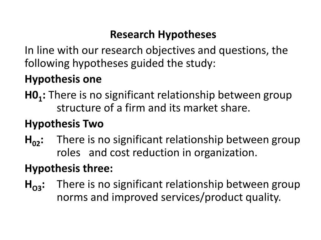 research hypotheses