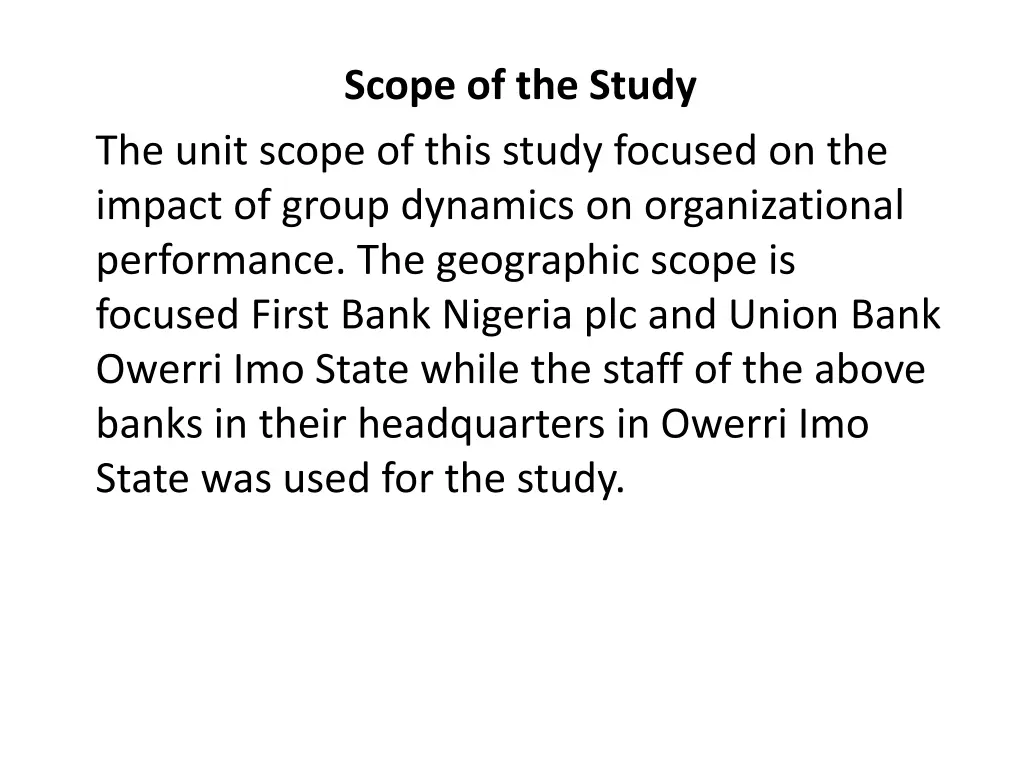scope of the study