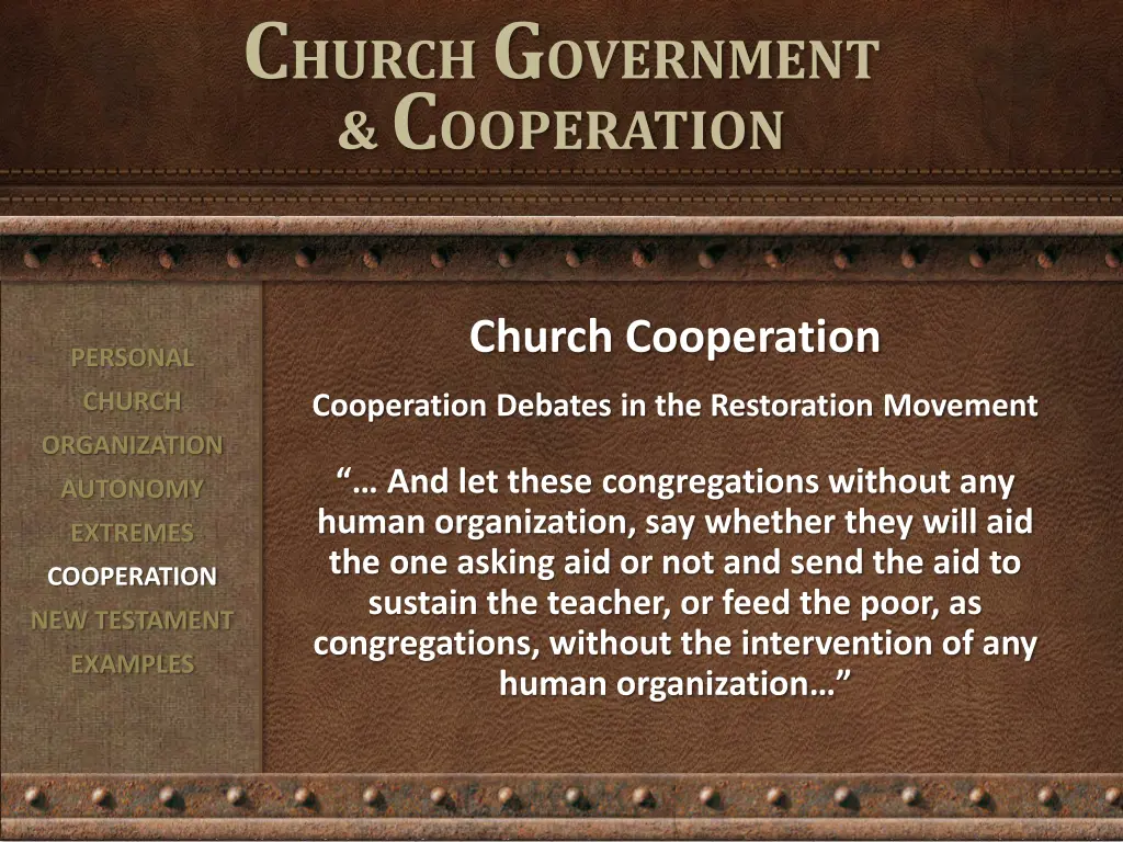 c hurch g overnment c ooperation 11