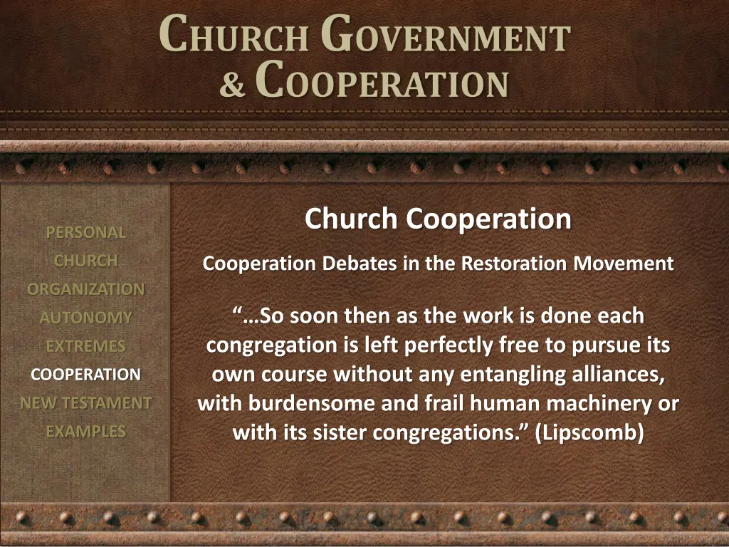 c hurch g overnment c ooperation 12