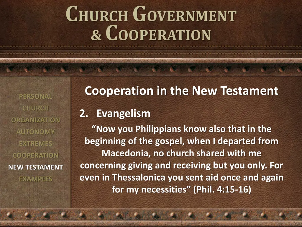 c hurch g overnment c ooperation 16
