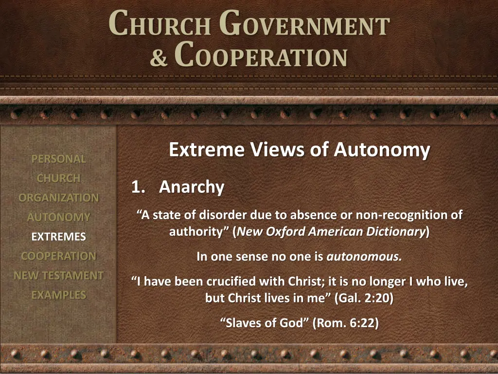 c hurch g overnment c ooperation 3