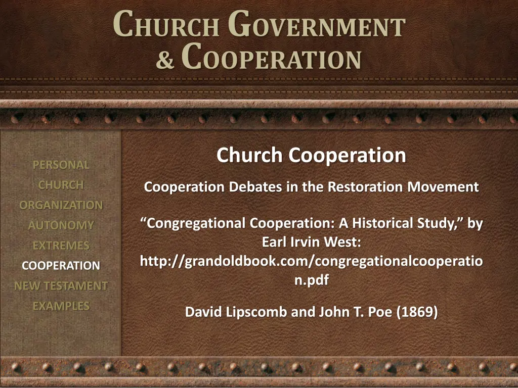 c hurch g overnment c ooperation 8