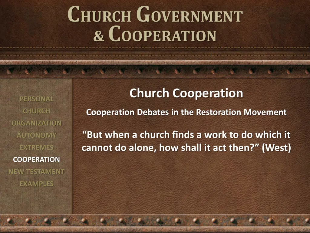 c hurch g overnment c ooperation 9