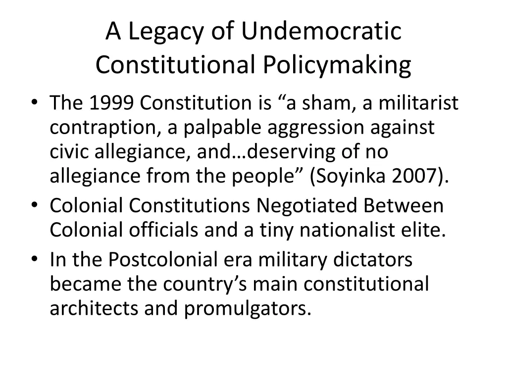 a legacy of undemocratic constitutional 1