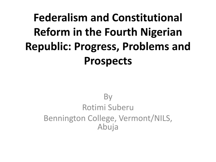 federalism and constitutional reform