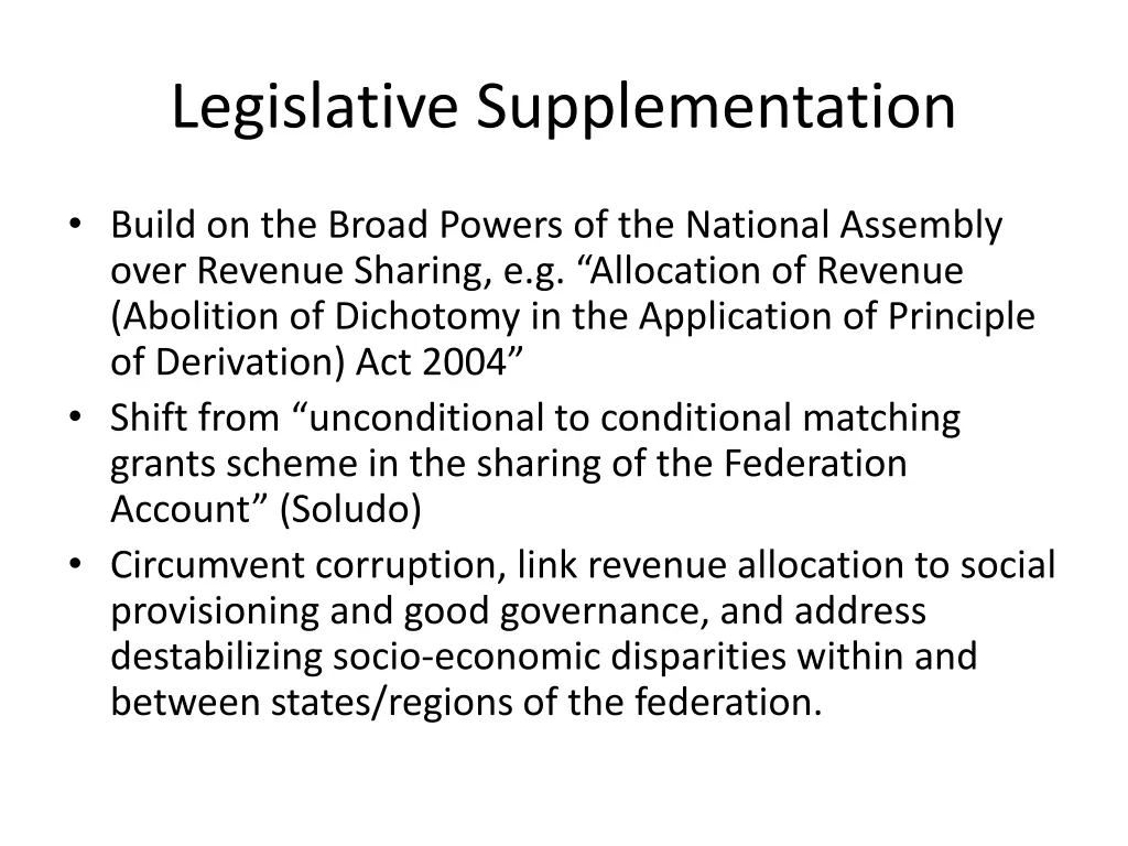 legislative supplementation