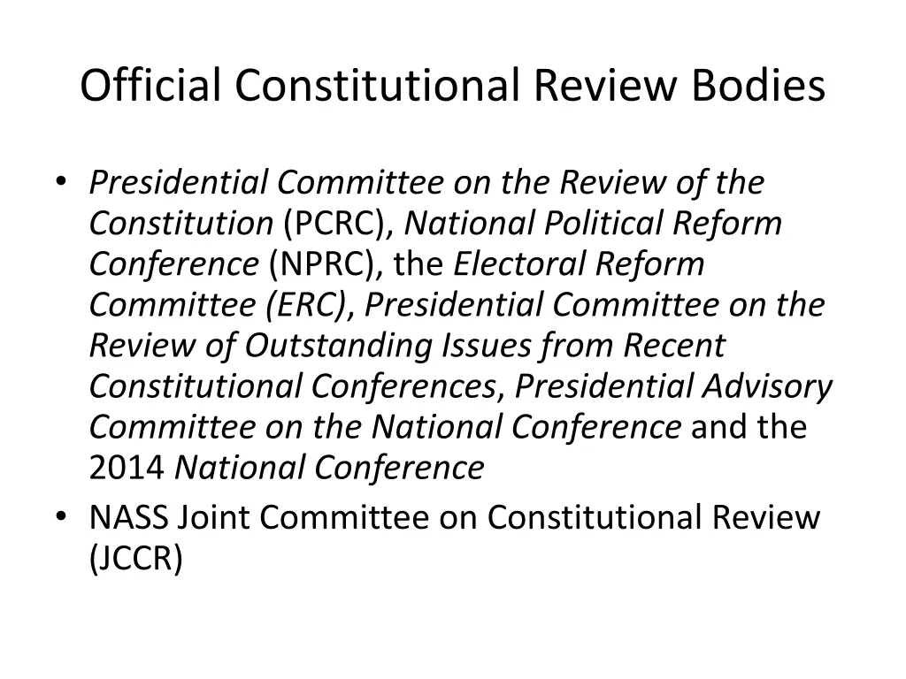 official constitutional review bodies