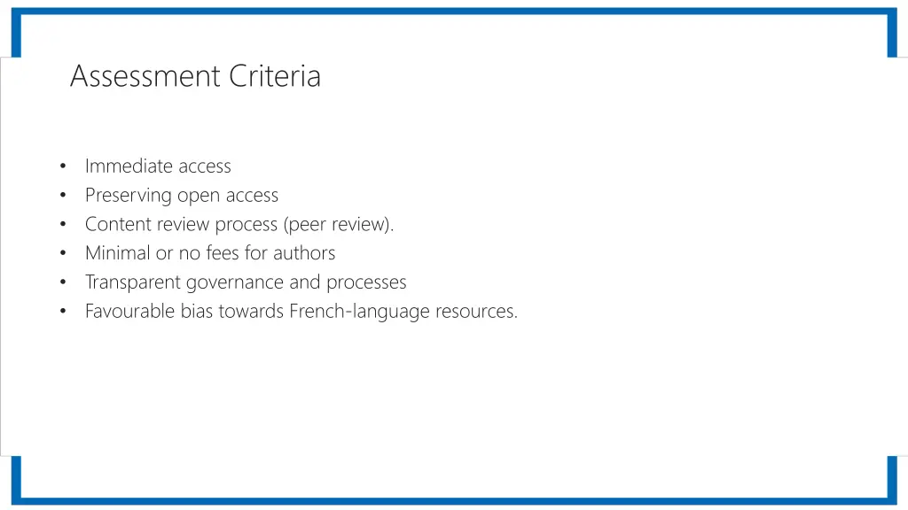 assessment criteria