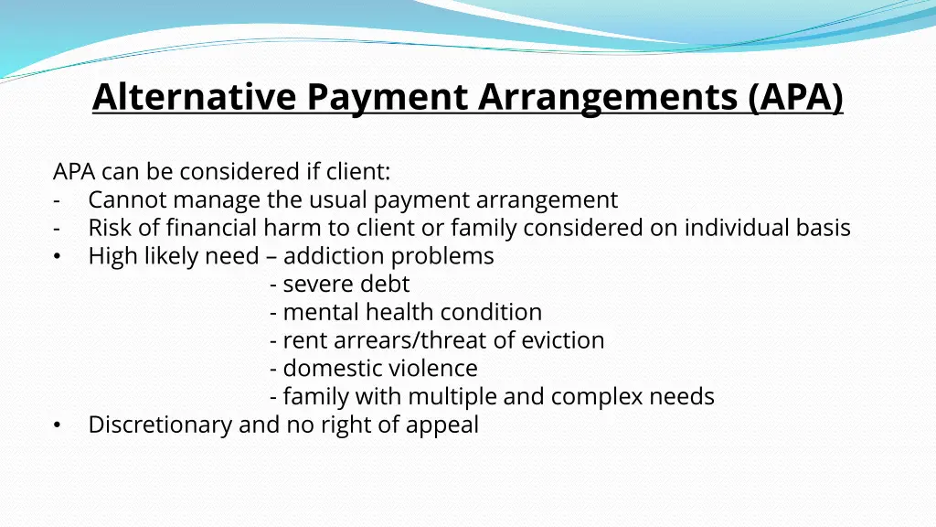 alternative payment arrangements apa