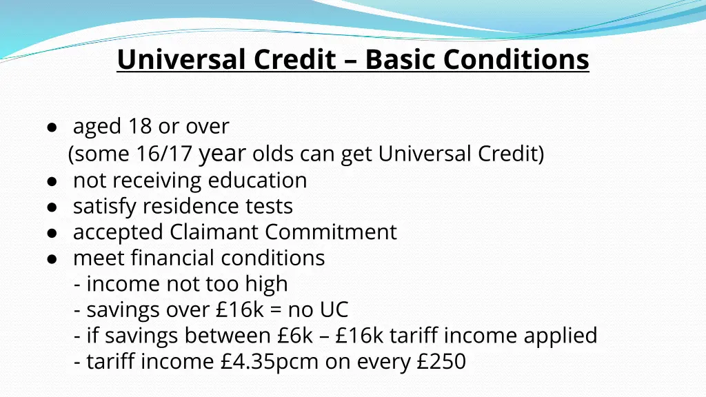 universal credit basic conditions