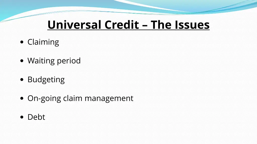 universal credit the issues 1