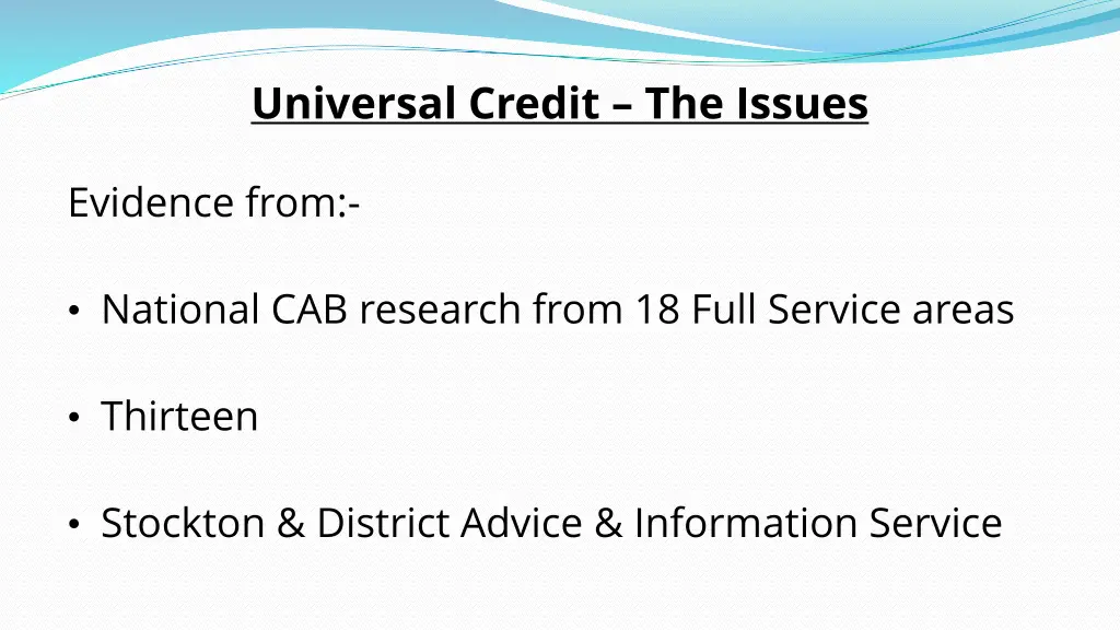 universal credit the issues