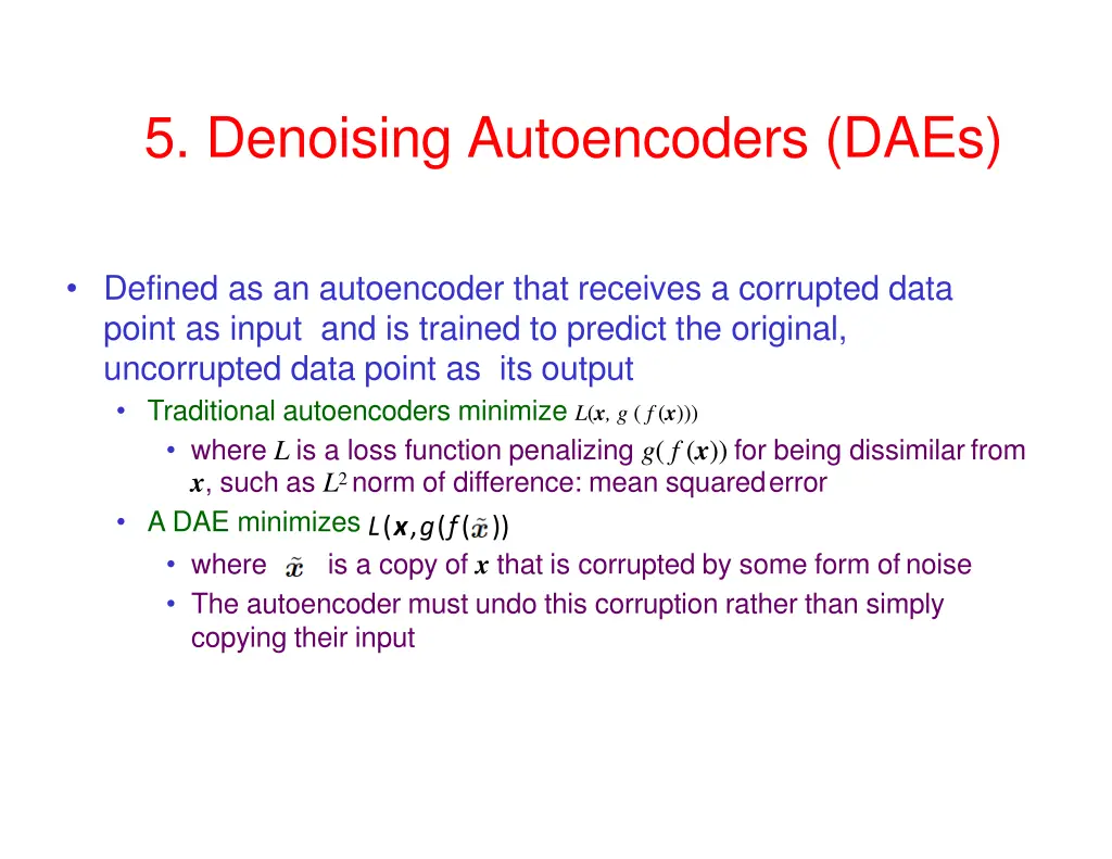 5 denoising autoencoders daes