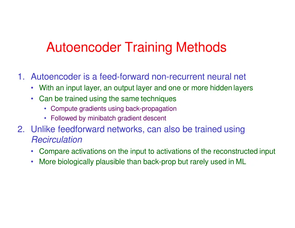 autoencoder training methods