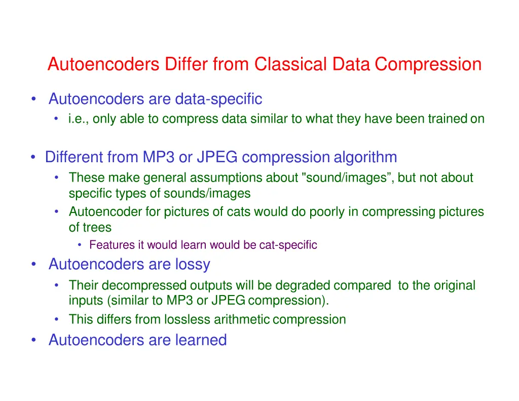 autoencoders differ from classical data