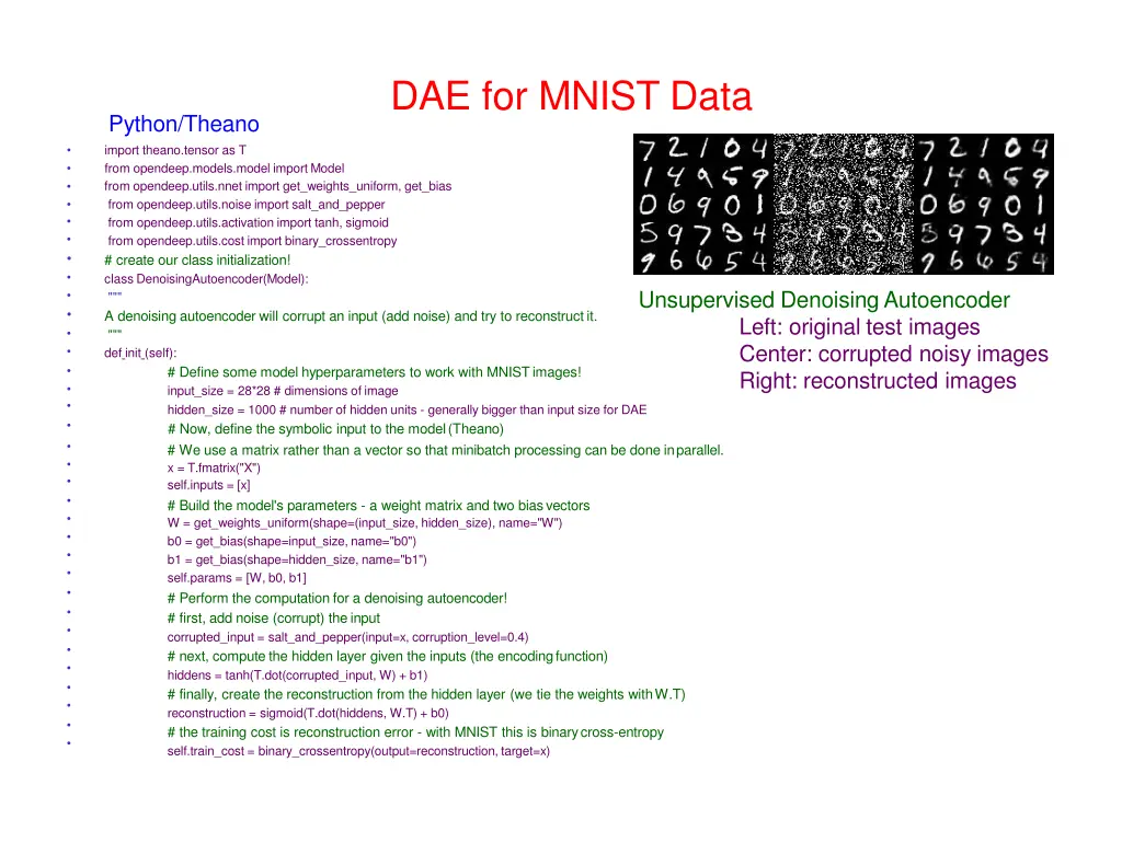 dae for mnist data