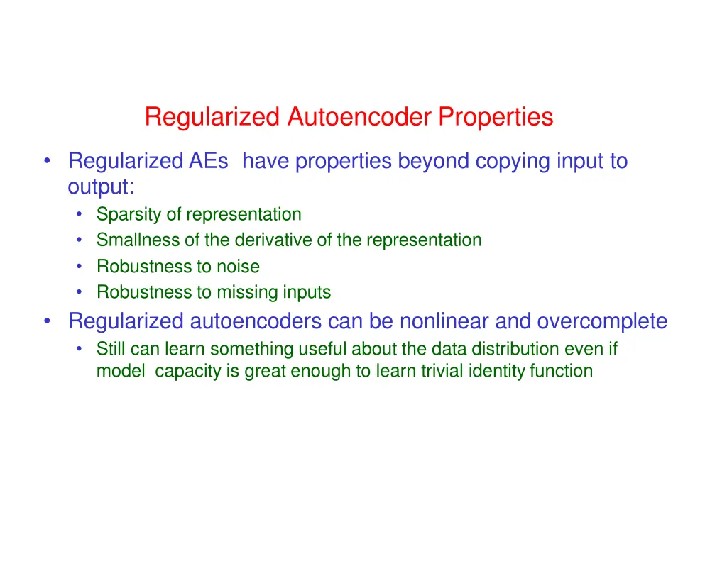 regularized autoencoder properties