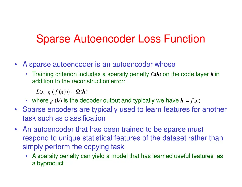 sparse autoencoder loss function