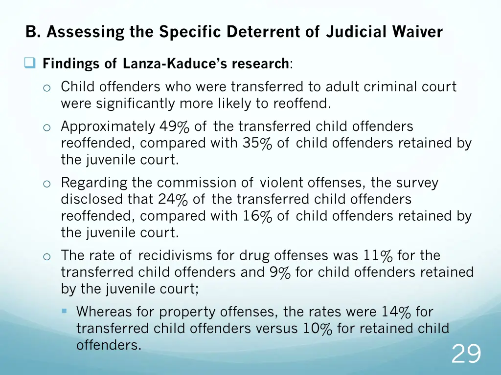 b assessing the specific deterrent of judicial
