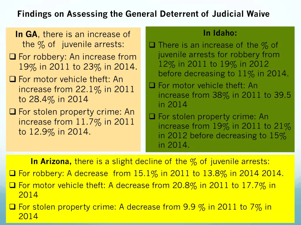 findings on assessing the general deterrent