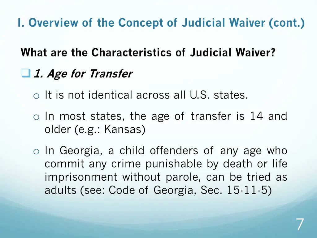 i overview of the concept of judicial waiver cont 2