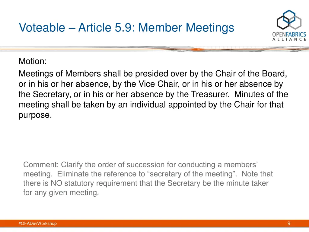 voteable article 5 9 member meetings