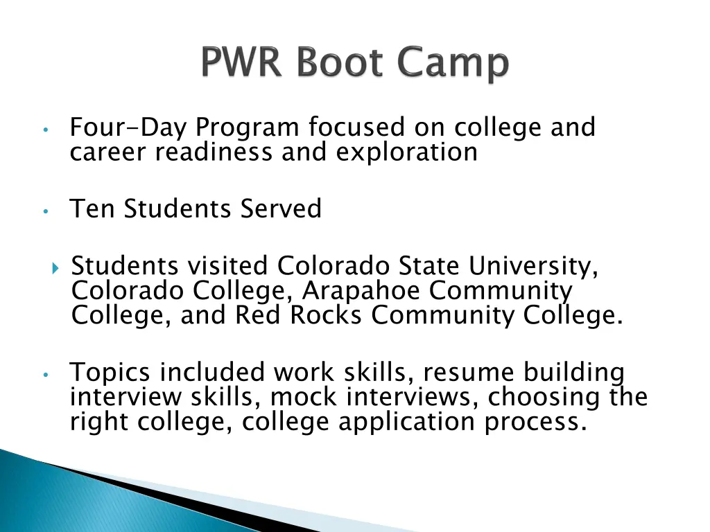 four day program focused on college and career