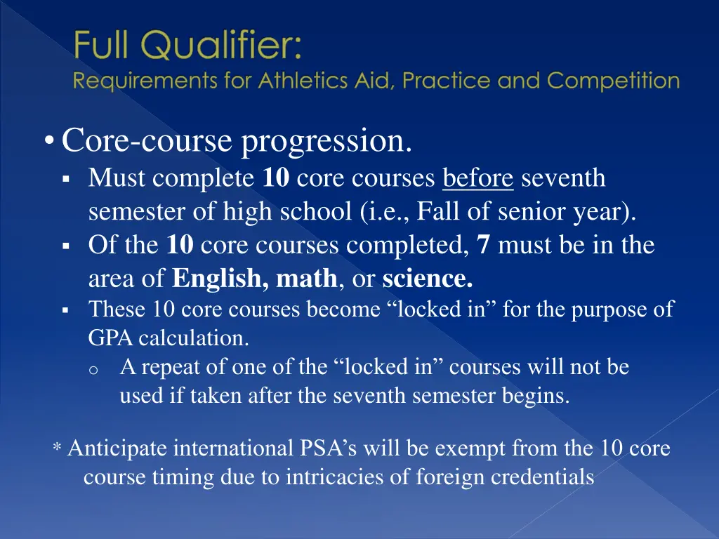 full qualifier requirements for athletics 2