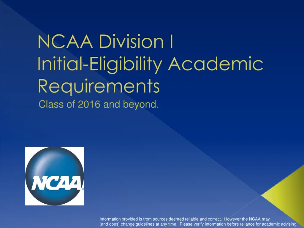 ncaa division i initial eligibility academic