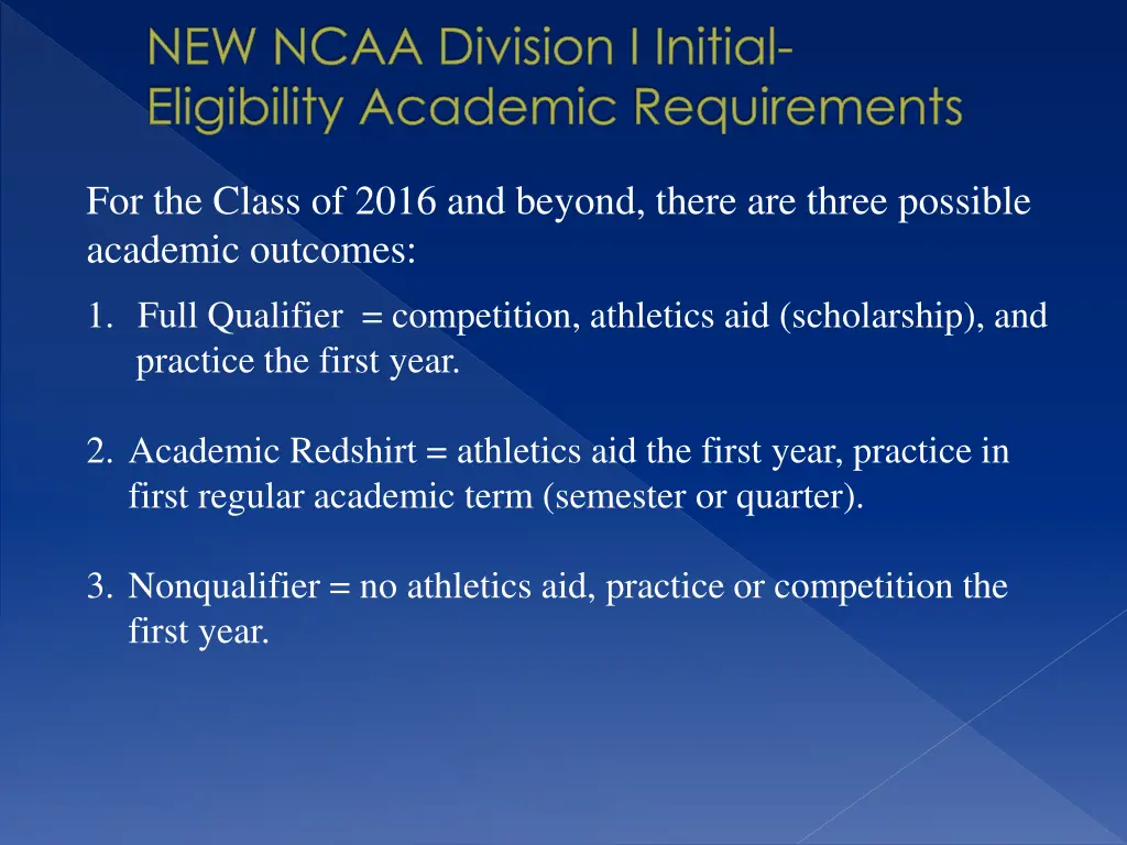 new ncaa division i initial eligibility academic 1