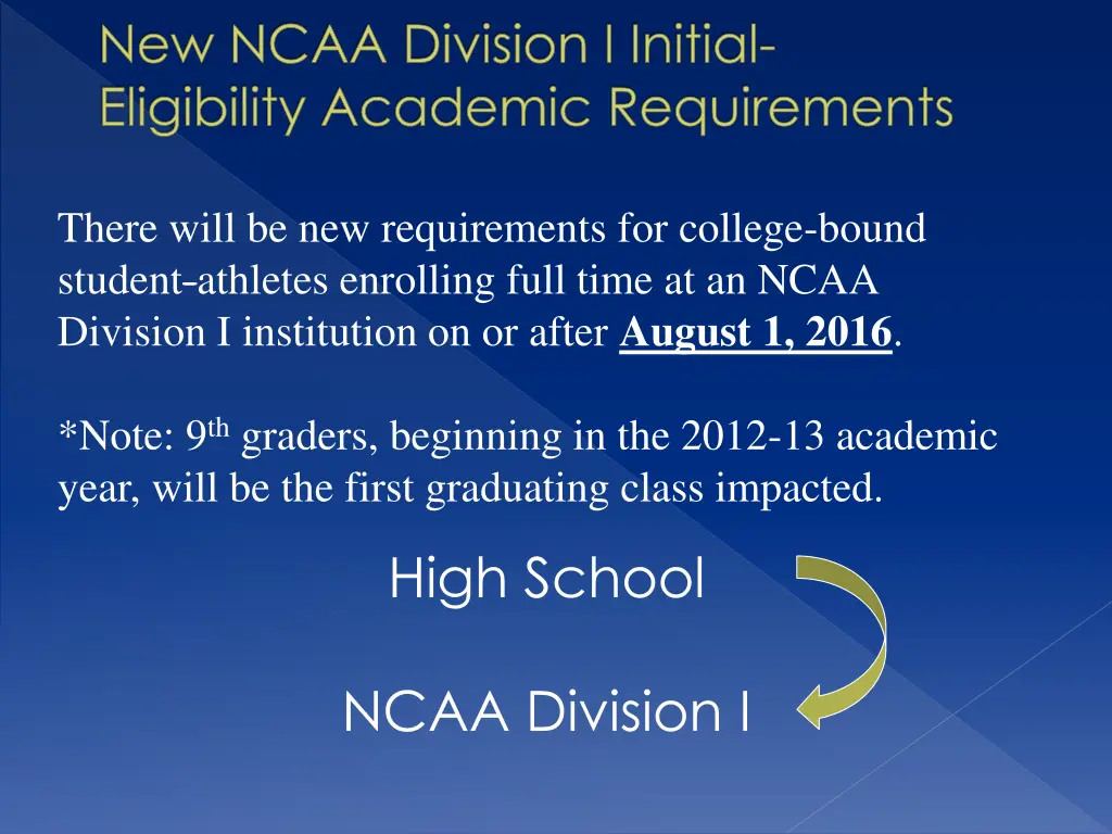 new ncaa division i initial eligibility academic