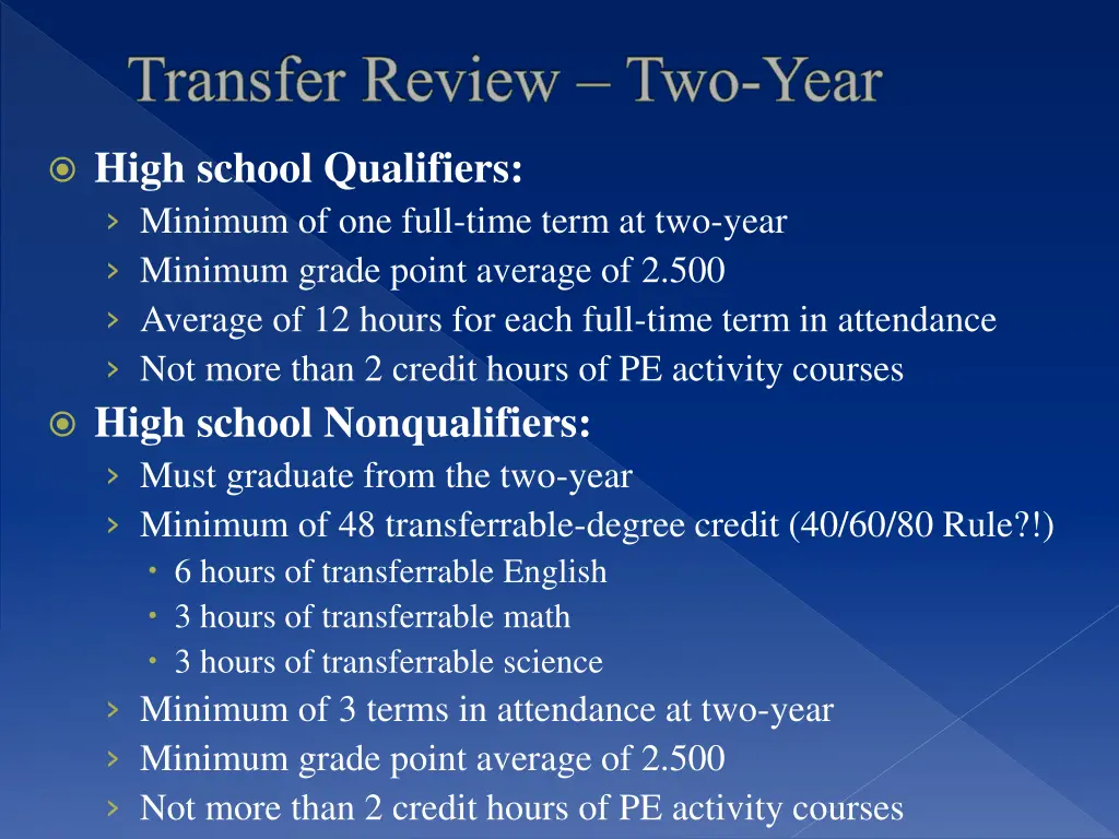 transfer review two year