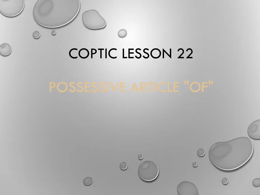 coptic lesson 22