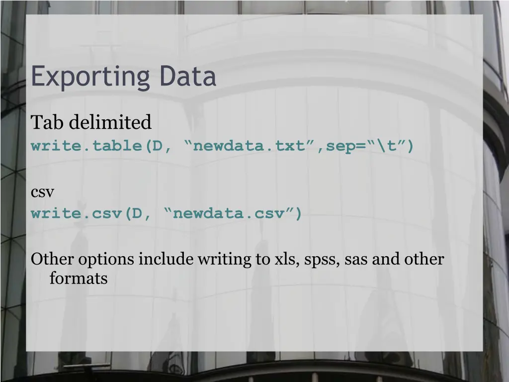 exporting data
