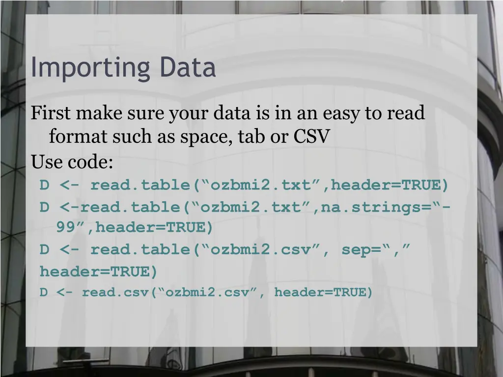 importing data