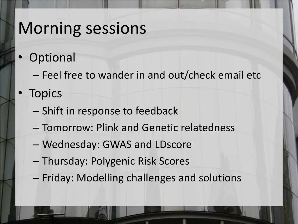 morning sessions