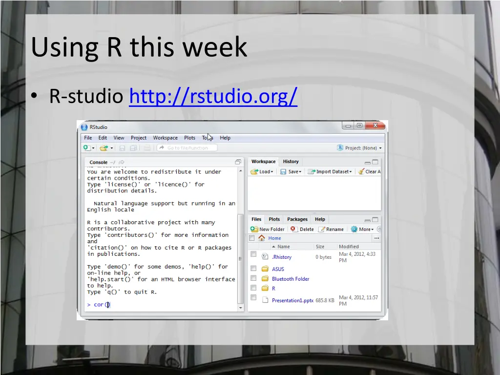 using r this week