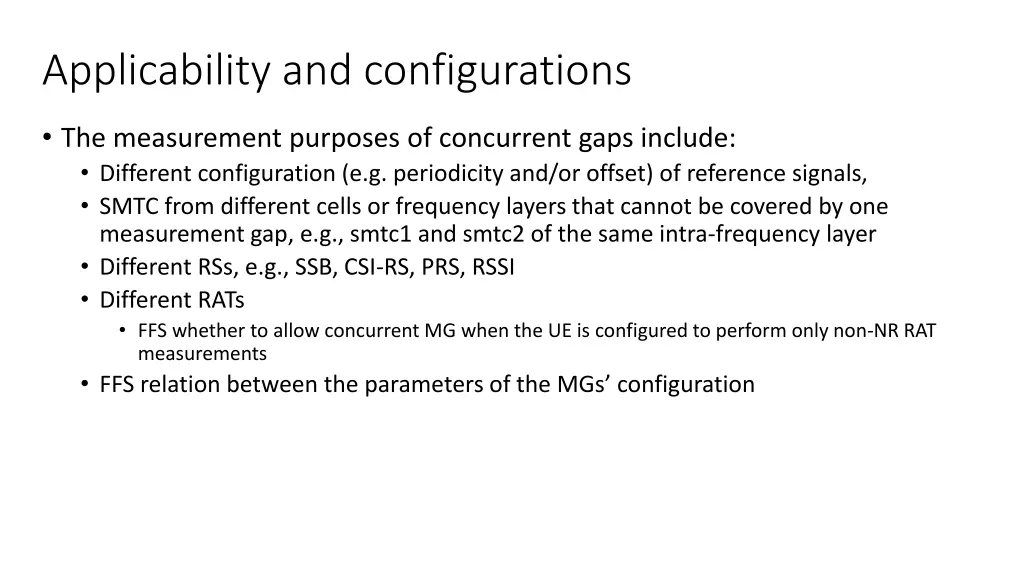 applicability and configurations