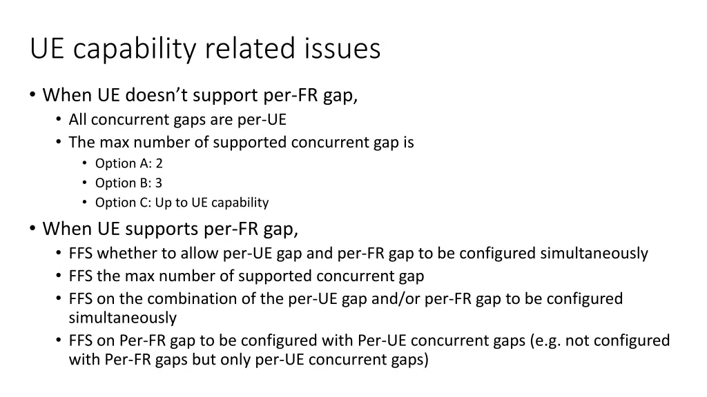 ue capability related issues