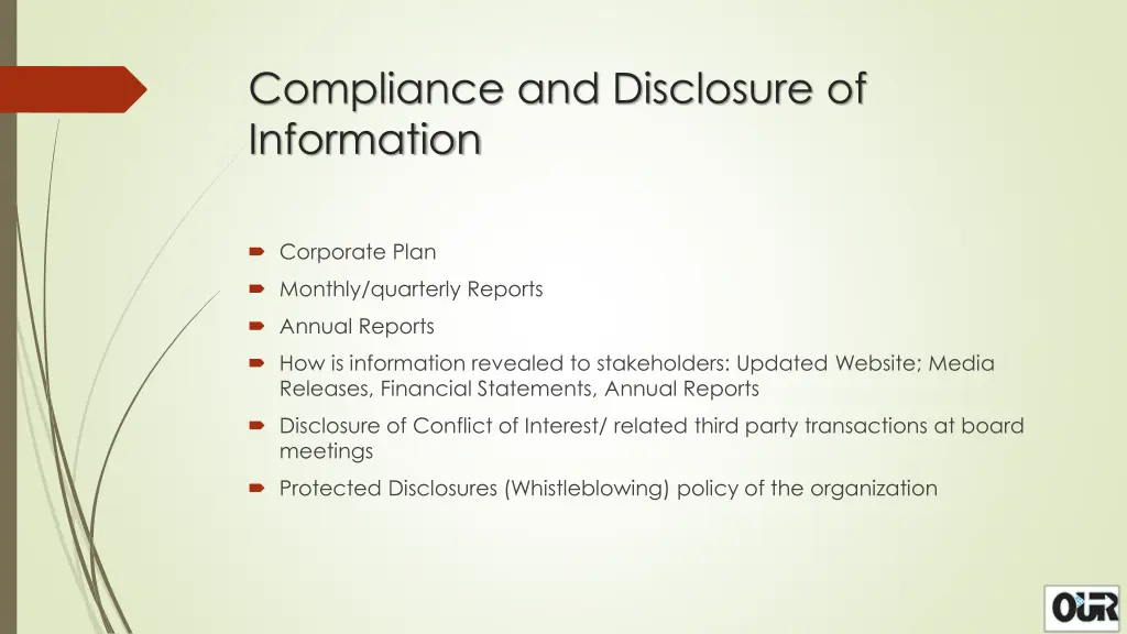 compliance and disclosure of information