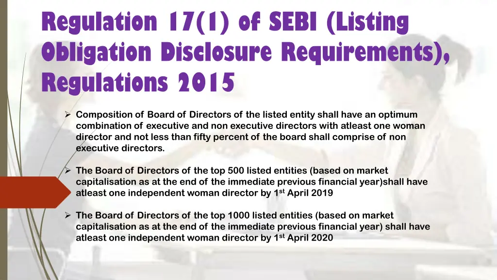 regulation 17 1 of sebi listing obligation