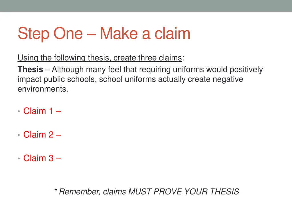 step one make a claim