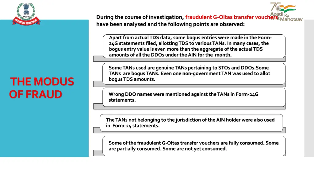 during the course of investigation fraudulent