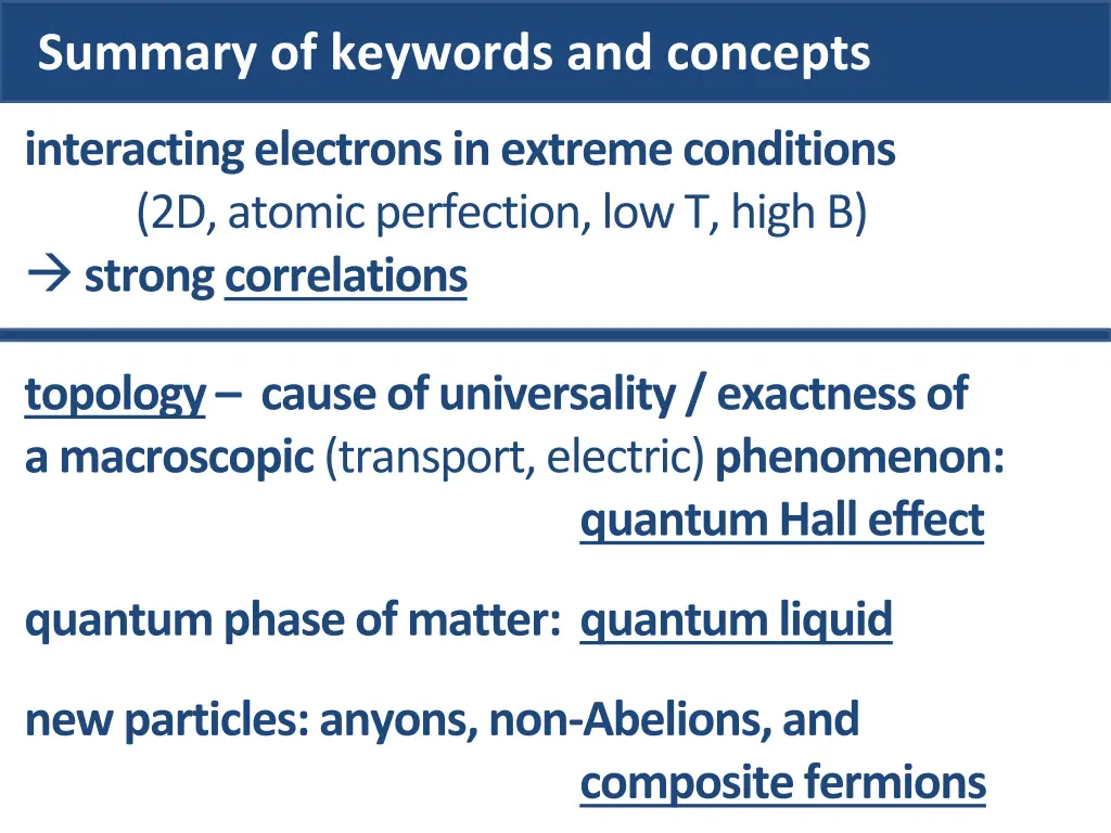 summary of keywords and concepts