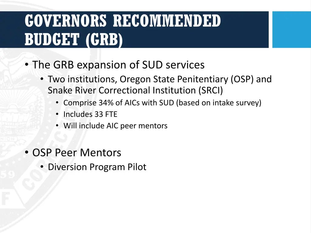 governors recommended budget grb