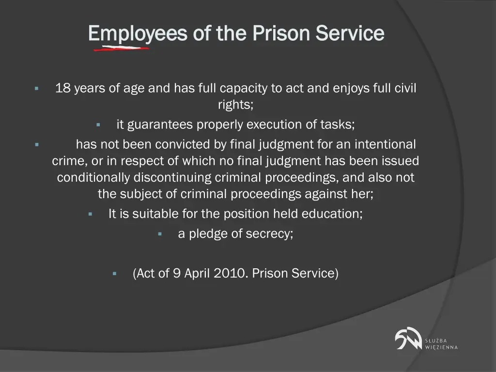 employees of the prison service employees