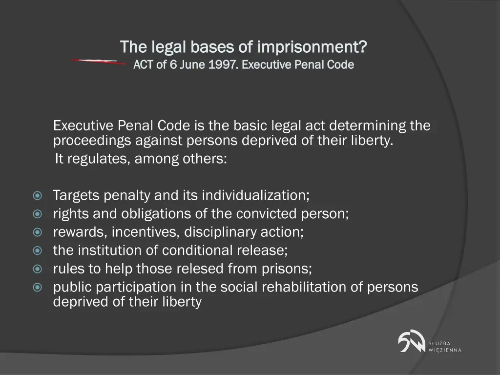the legal bases of imprisonment the legal bases