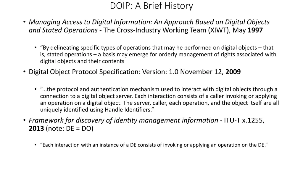 doip a brief history