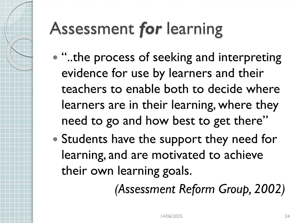assessment for learning